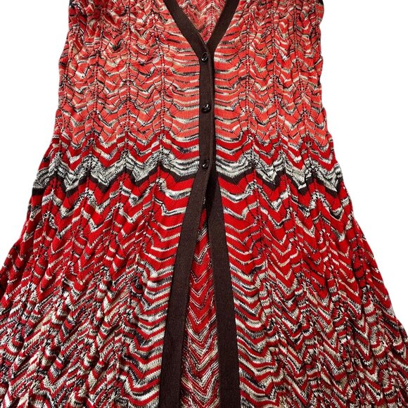 Nine West Boho Long Duster Vest Cardigan Y2K Rust Brown Orange Red XL - Picture 3 of 7